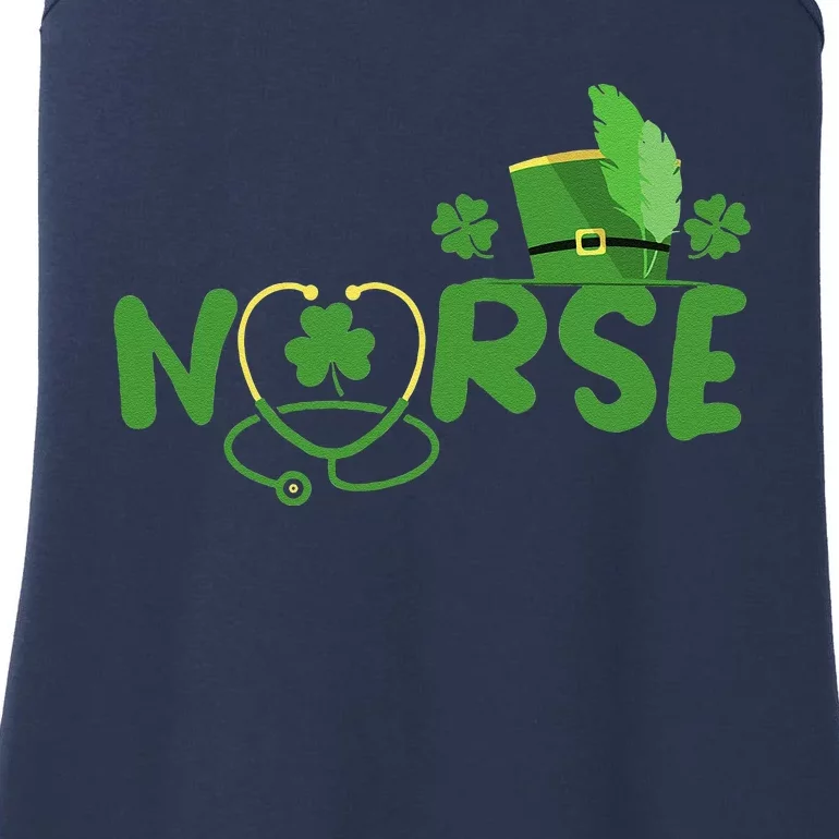 Irish Nurse Stethoscope Scrub St Patricks Day Nurses Funny Ladies Essential Tank