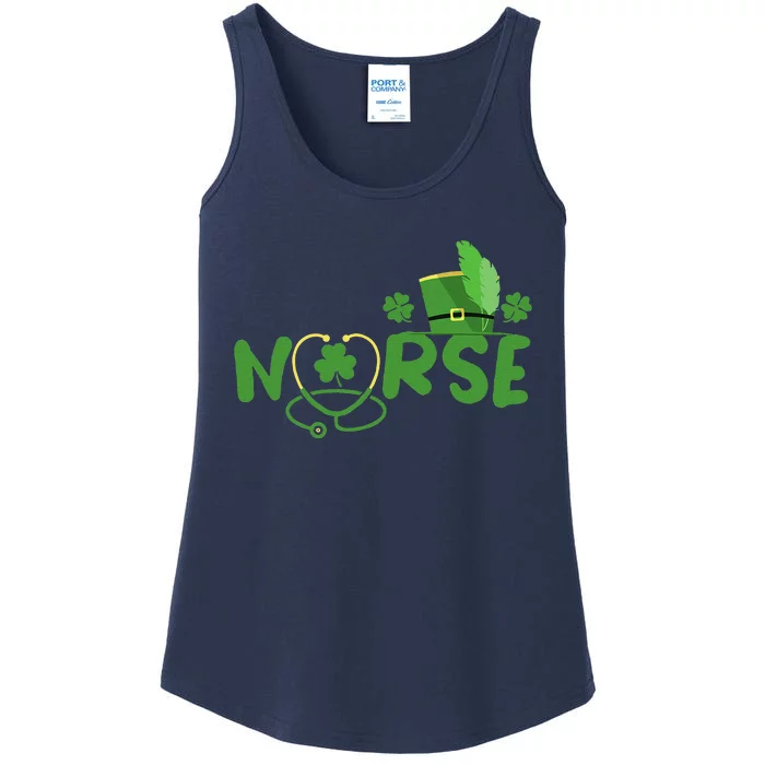 Irish Nurse Stethoscope Scrub St Patricks Day Nurses Funny Ladies Essential Tank