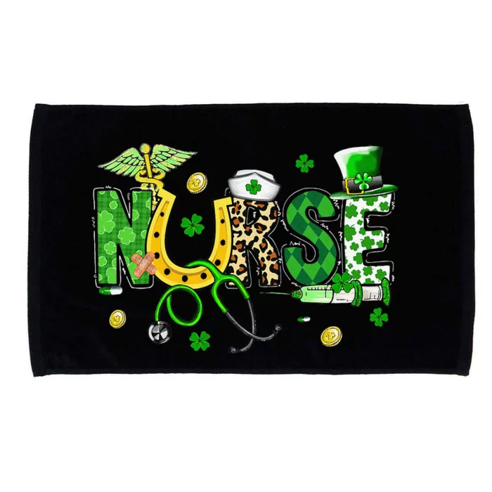 Irish Nurse Stethoscope Scrub St Patricks Day Nurses Women Funny Microfiber Hand Towel