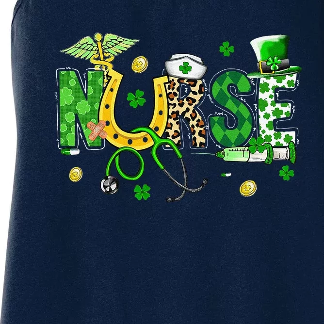 Irish Nurse Stethoscope Scrub St Patricks Day Nurses Women Funny Women's Racerback Tank