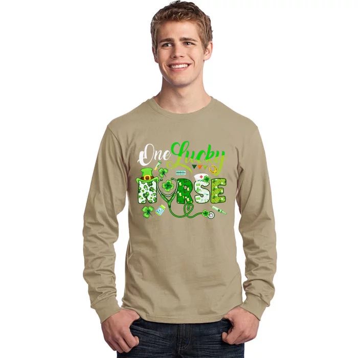 Irish Nurse Stethoscope Scrub St Patricks Day Nurses Women Love Tall Long Sleeve T-Shirt