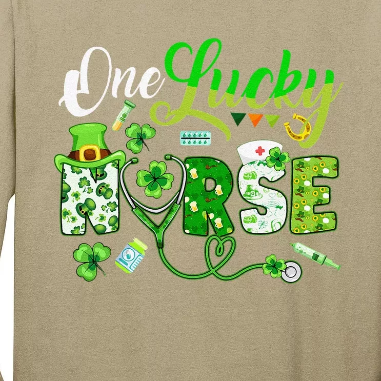 Irish Nurse Stethoscope Scrub St Patricks Day Nurses Women Love Tall Long Sleeve T-Shirt