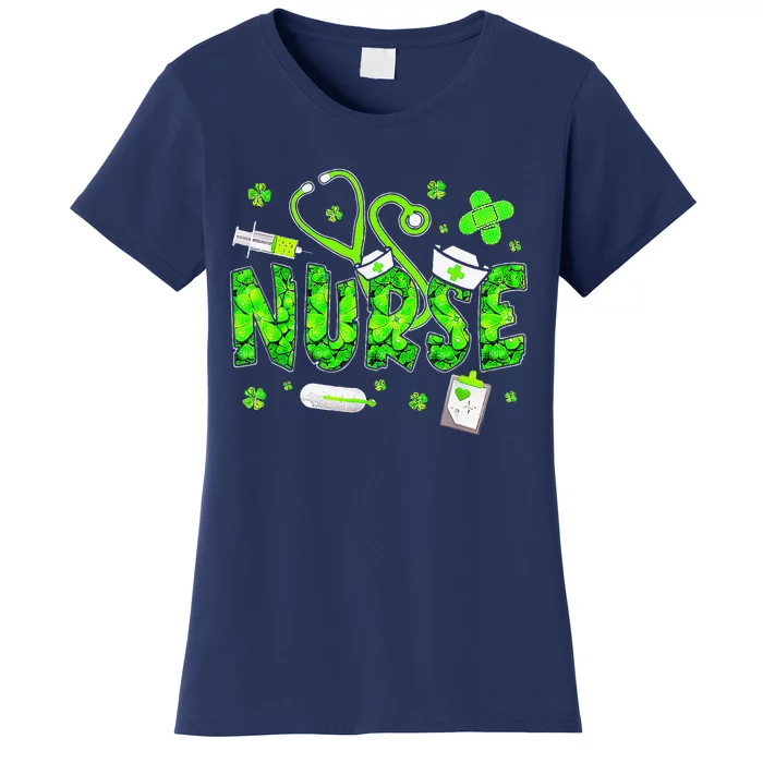 Irish Nurse Stethoscope Scrub St Patricks Day Nurses Women Women's T-Shirt