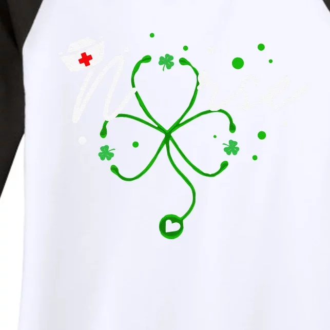 Irish Nurse Stethoscope Scrub St Patricks Day Nurses Women's Tri-Blend 3/4-Sleeve Raglan Shirt