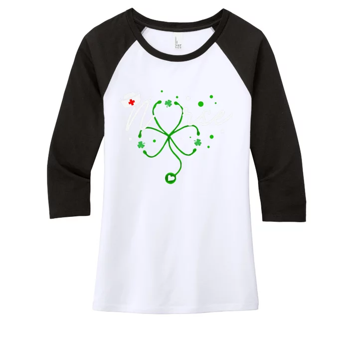 Irish Nurse Stethoscope Scrub St Patricks Day Nurses Women's Tri-Blend 3/4-Sleeve Raglan Shirt