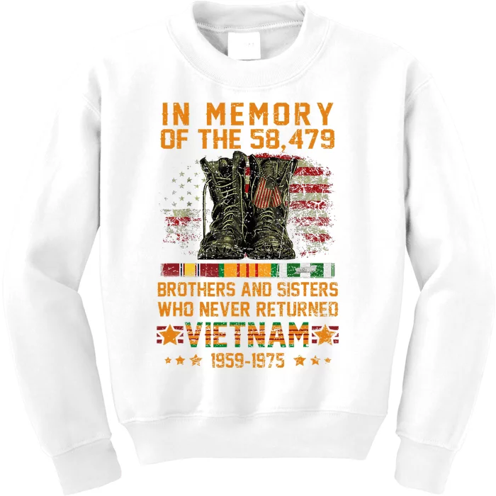 In Memory Of The 58479 Brothers And Sisters Vietnam Veteran Kids Sweatshirt