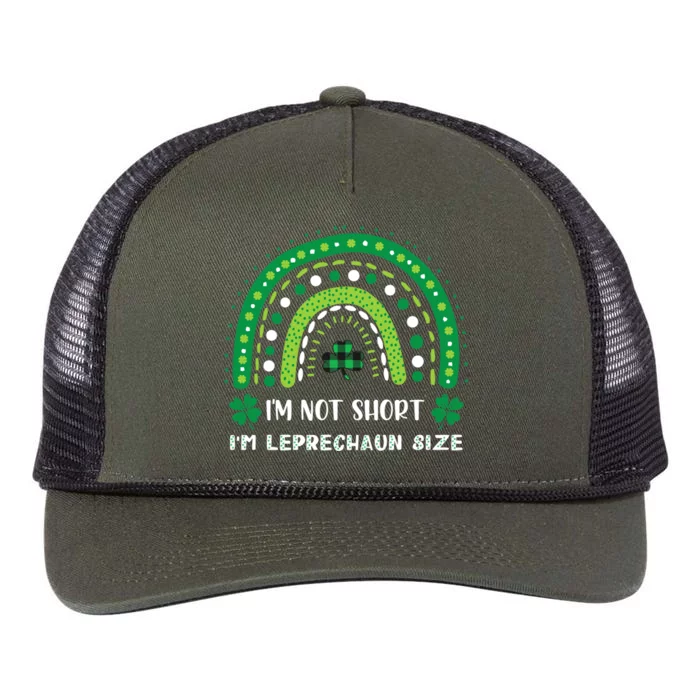 I'm Not Short Leprechaun Rainbow Plaid St Patrick's Day Meaningful Gift Retro Rope Trucker Hat Cap