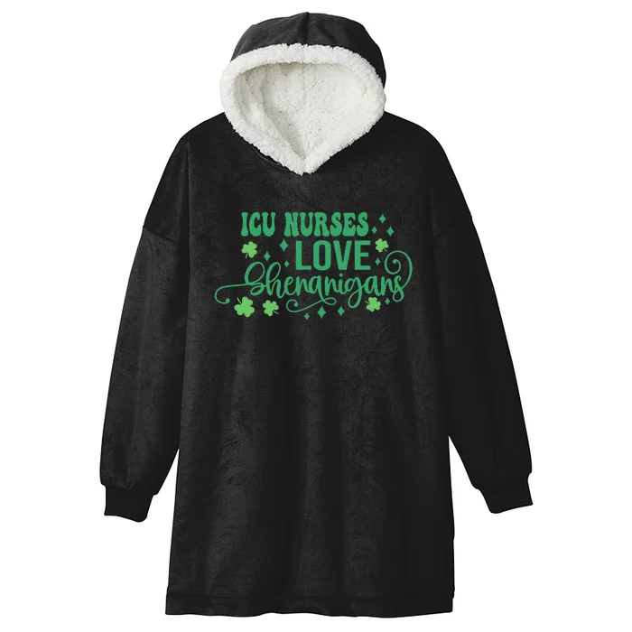 ICU Nurse Squad Goals Funny ICU Nurse Crew St Patrick's Day Hooded Wearable Blanket