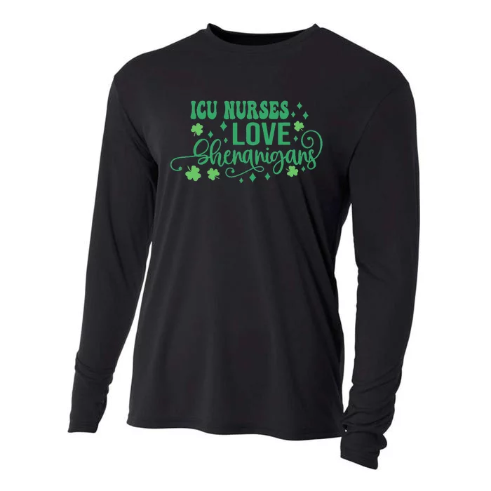 ICU Nurse Squad Goals Funny ICU Nurse Crew St Patrick's Day Cooling Performance Long Sleeve Crew