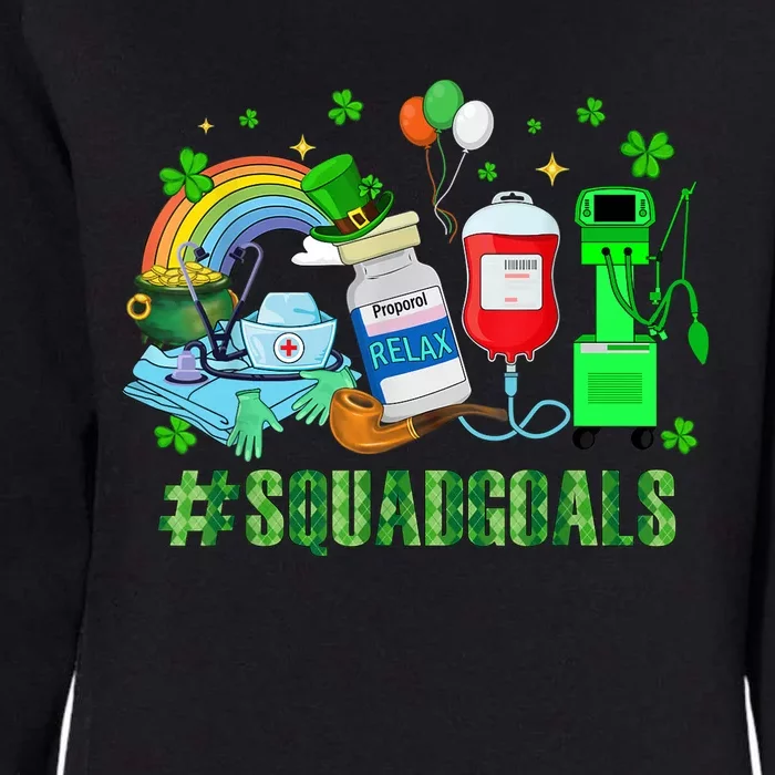 ICU Nurse Squad Goals Funny ICU Nurse Crew St Patrick's Day Womens California Wash Sweatshirt