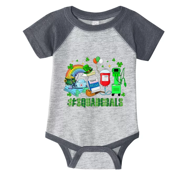 ICU Nurse Squad Goals Funny ICU Nurse Crew St Patrick's Day Infant Baby Jersey Bodysuit