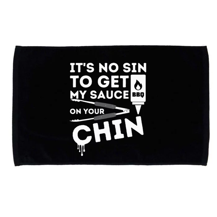 ItS No Sin To Get My Sauce Funny Bbq Smoker Barbecue Grill Microfiber Hand Towel