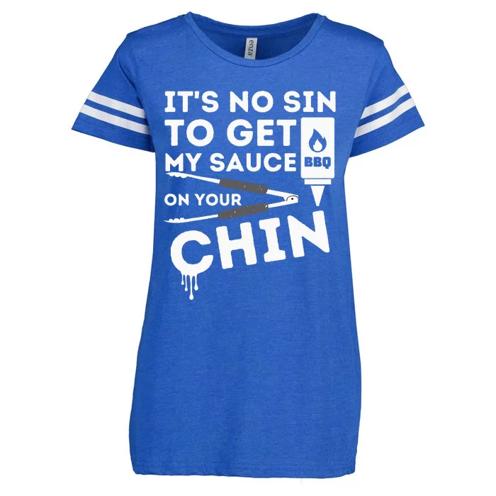 ItS No Sin To Get My Sauce Funny Bbq Smoker Barbecue Grill Enza Ladies Jersey Football T-Shirt