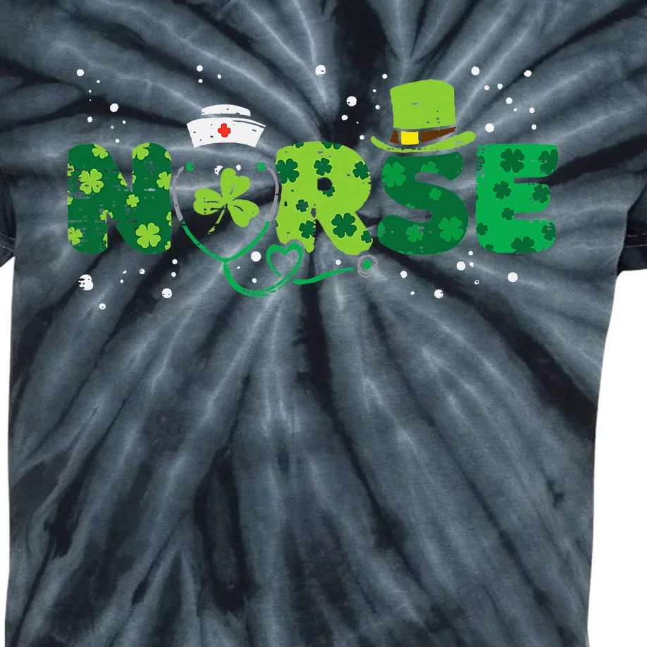 Irish Nurse Stethoscope Scrub St Patricks Day Nurses Women Kids Tie-Dye T-Shirt