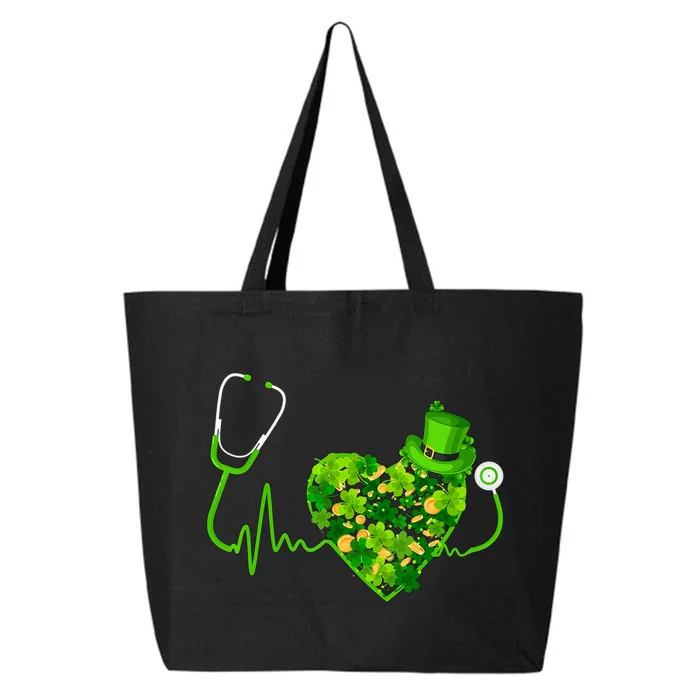 Irish Nurse Stethoscope Heartbeat Shamrock St Patricks Day 25L Jumbo Tote