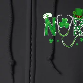 Irish Nurse St Patricks Day Shamrock Stethocsope Full Zip Hoodie