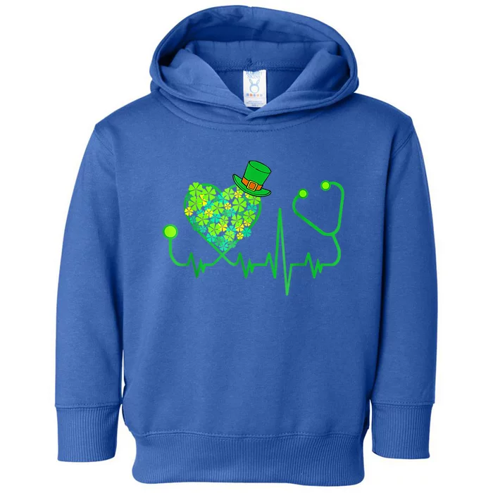 Irish Nurse Stethoscope Heartbeat Shamrock St Patricks Day Toddler Hoodie