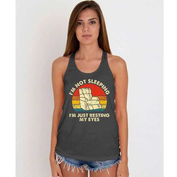 IM Not Sleeping IM Just Resting My Eyes Fathers Women's Knotted Racerback Tank