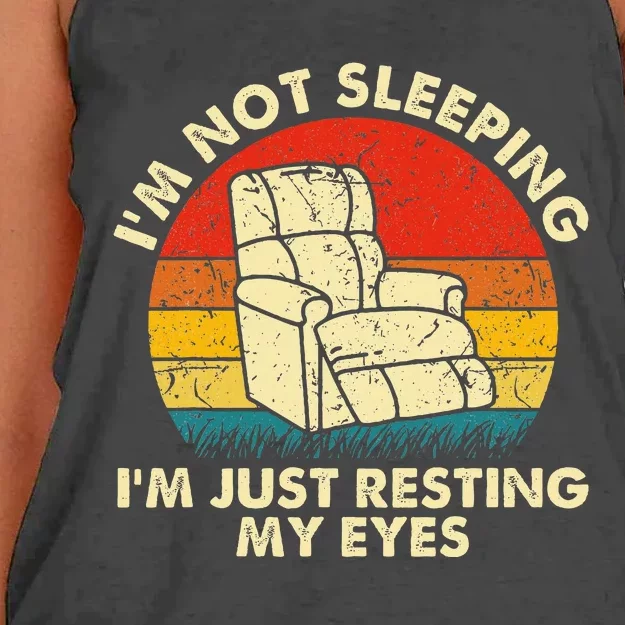 IM Not Sleeping IM Just Resting My Eyes Fathers Women's Knotted Racerback Tank