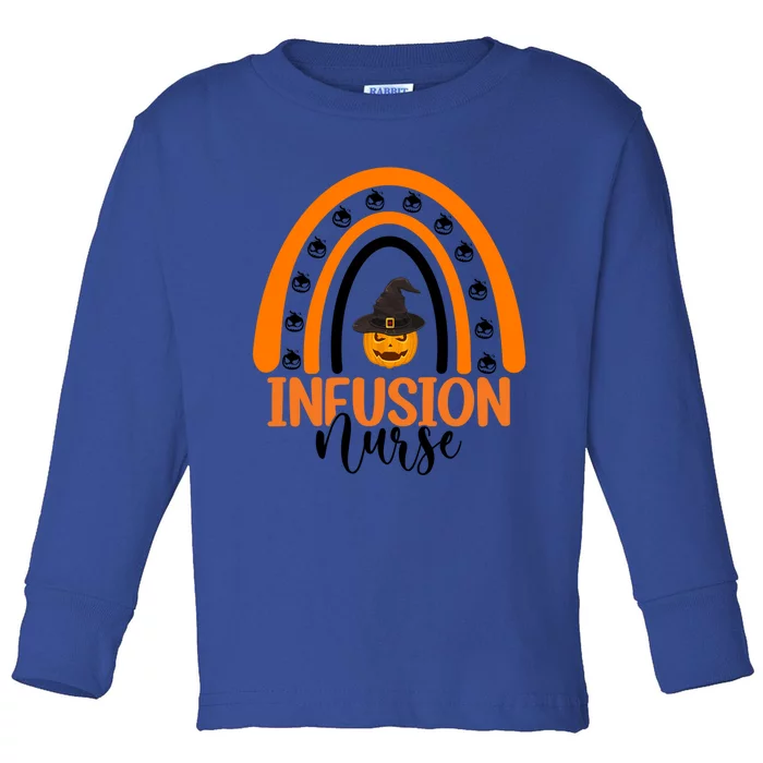 Infusion Nurse Spooky Halloween Pumpkin Rainbow Nursing Great Gift Toddler Long Sleeve Shirt