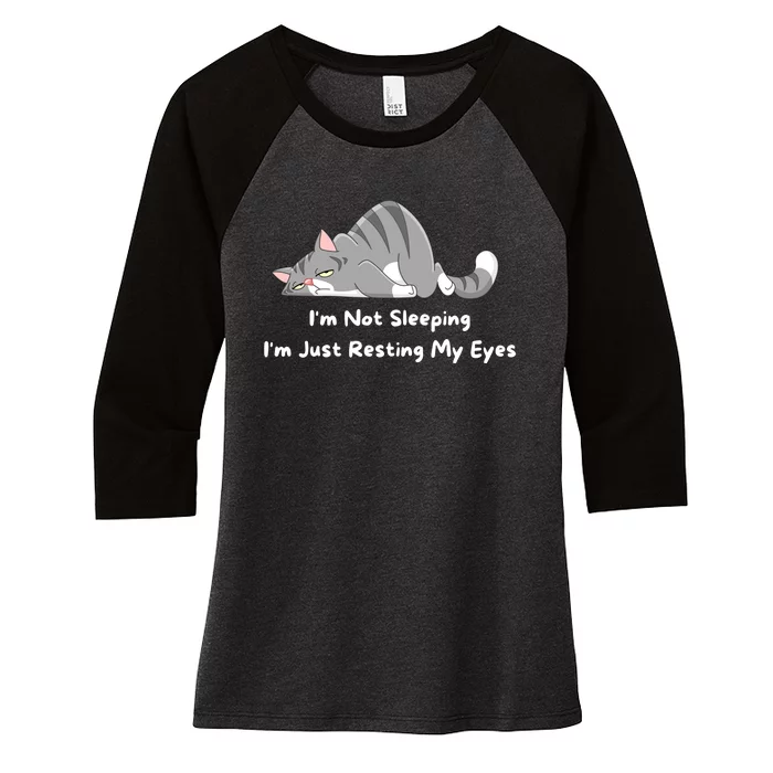 I'm Not Sleeping I'm Just Resting My Eyes Dad Joke Women's Tri-Blend 3/4-Sleeve Raglan Shirt