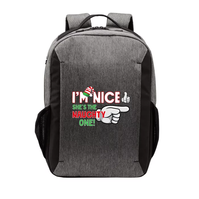 IM Nice SheS The Naughty One ! Funny Novelty Christmas Cute Gift Vector Backpack