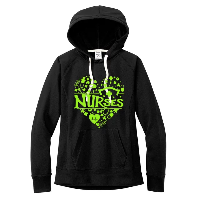 Irish Nurse Shamrock St Patricks Day Women's Fleece Hoodie