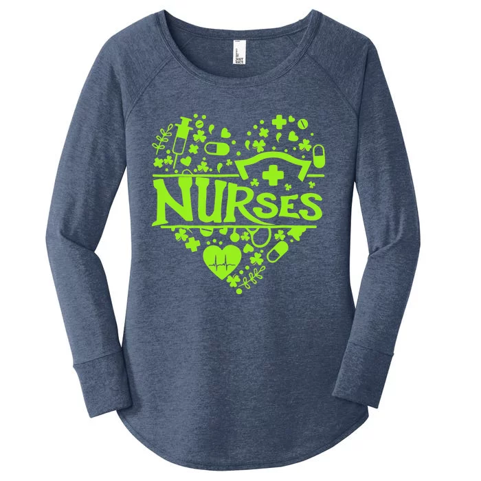 Irish Nurse Shamrock St Patricks Day Women's Perfect Tri Tunic Long Sleeve Shirt