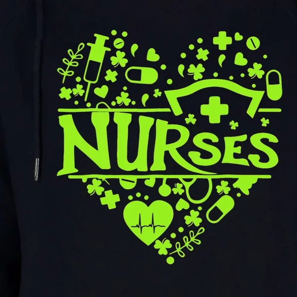 Irish Nurse Shamrock St Patricks Day Womens Funnel Neck Pullover Hood