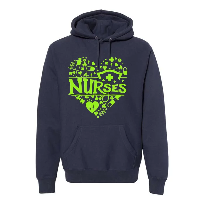 Irish Nurse Shamrock St Patricks Day Premium Hoodie