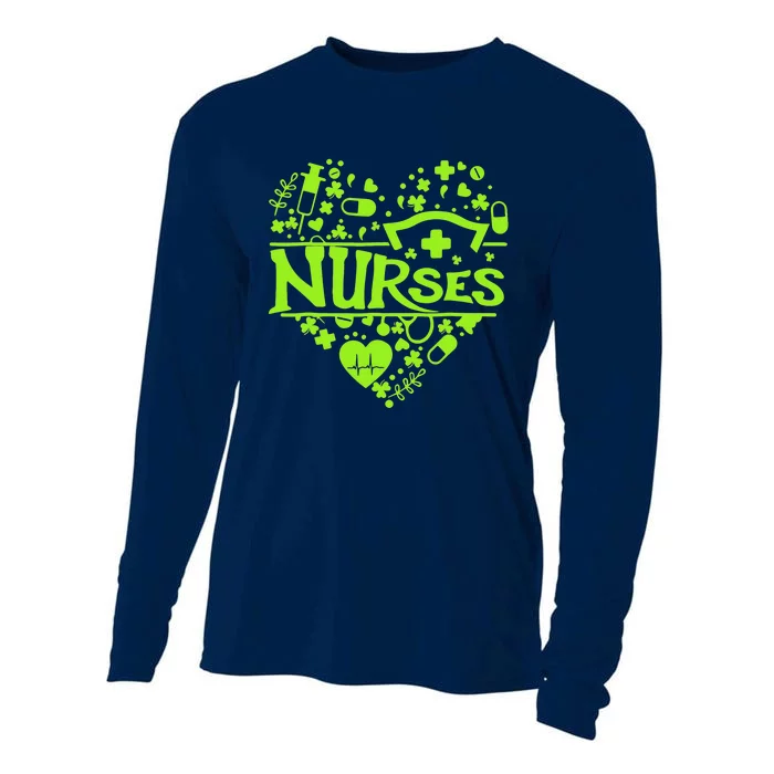 Irish Nurse Shamrock St Patricks Day Cooling Performance Long Sleeve Crew