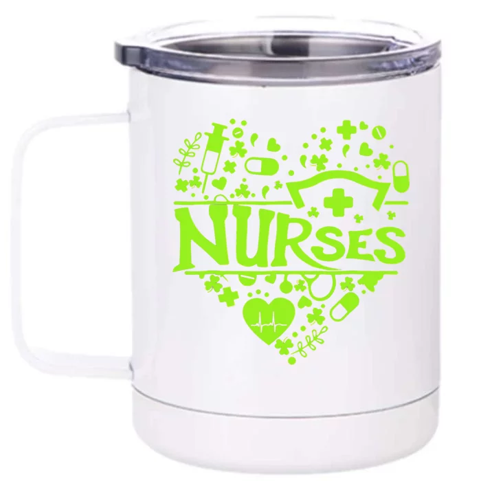 Irish Nurse Shamrock St Patricks Day Front & Back 12oz Stainless Steel Tumbler Cup