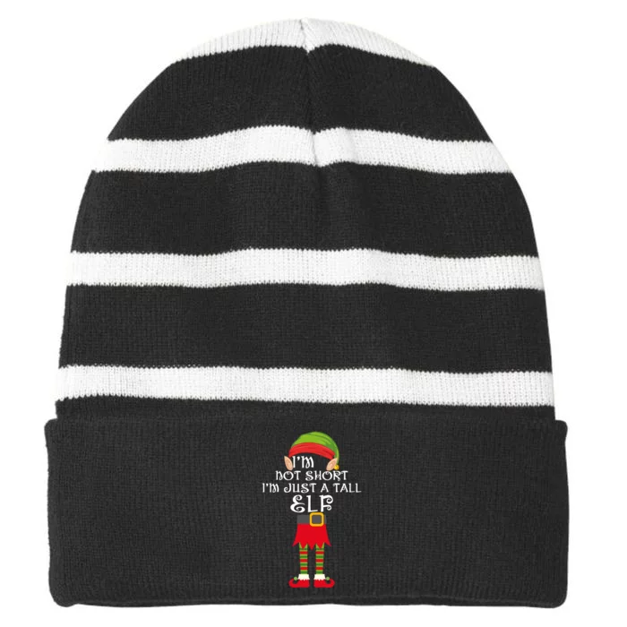 Im Not Short Im Just A Tall Elf Striped Beanie with Solid Band