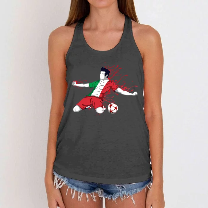 Italy National Soccer Team Jersey Italian Football Gifts Women's Knotted Racerback Tank