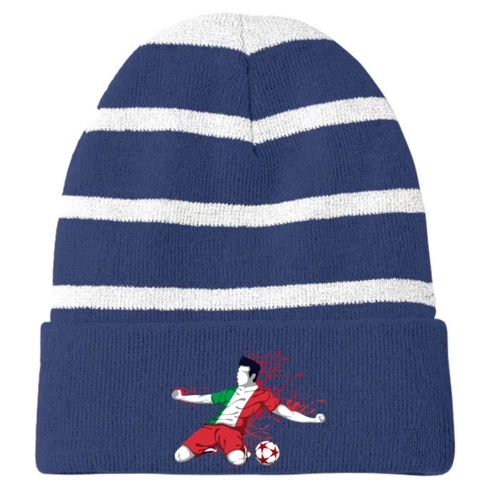 Italy National Soccer Team Jersey Italian Football Gifts Striped Beanie with Solid Band