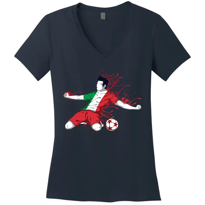 Italy National Soccer Team Jersey Italian Football Gifts Women's V-Neck T-Shirt