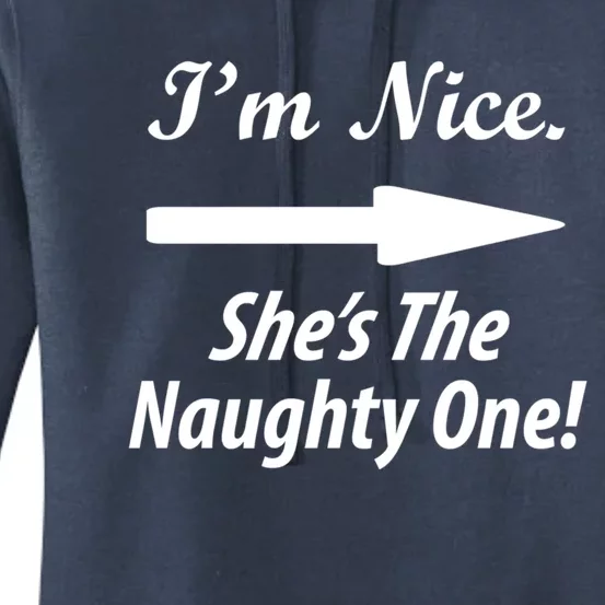 IM Nice SheS The Naughty One Gift Christmas Santa Claus Gift Women's Pullover Hoodie