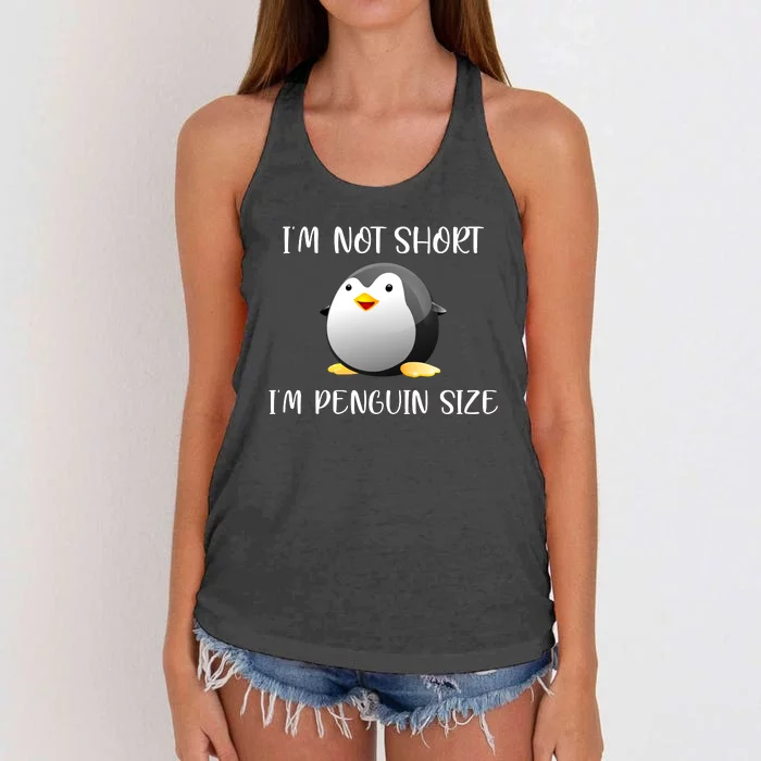 Im Not Short Im Penguin Size Women's Knotted Racerback Tank