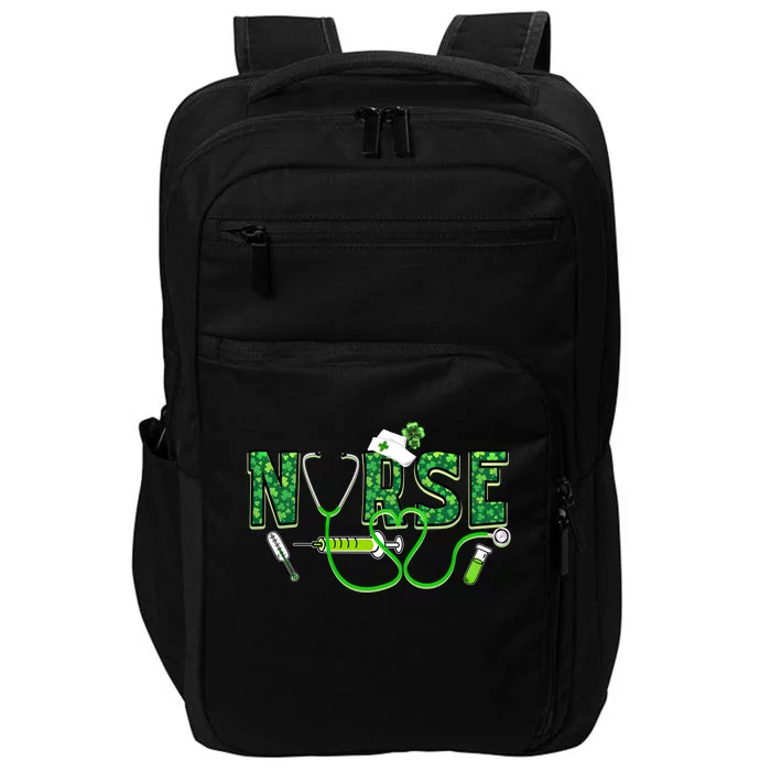 Irish Nurse Shamrock Stethoscope St Patrick's Funny Gift Impact Tech Backpack