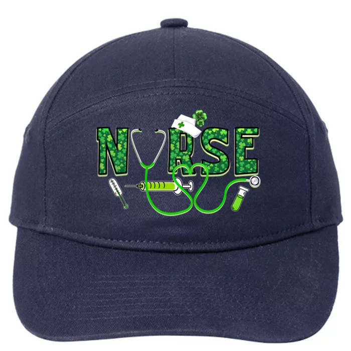 Irish Nurse Shamrock Stethoscope St Patrick's Funny Gift 7-Panel Snapback Hat