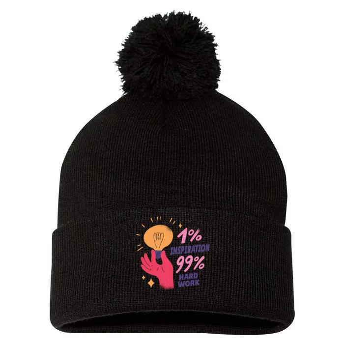 Inspiration And Hard Work Pom Pom 12in Knit Beanie