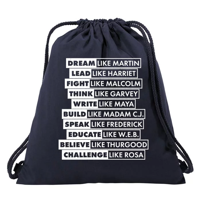 Inspirational Black History Figures Drawstring Bag