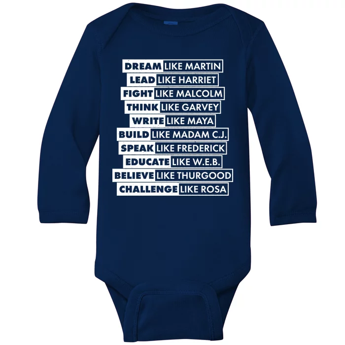 Inspirational Black History Figures Baby Long Sleeve Bodysuit