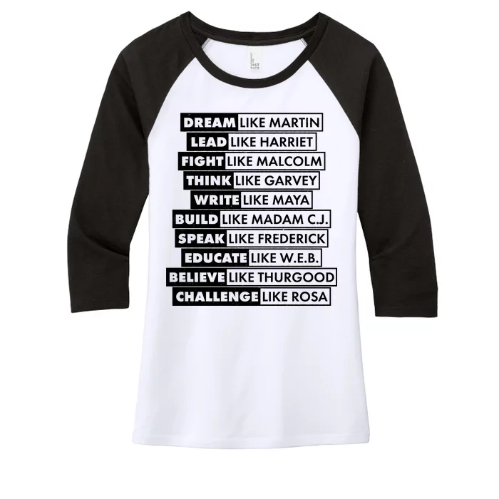 Inspirational Black History Figures Women's Tri-Blend 3/4-Sleeve Raglan Shirt