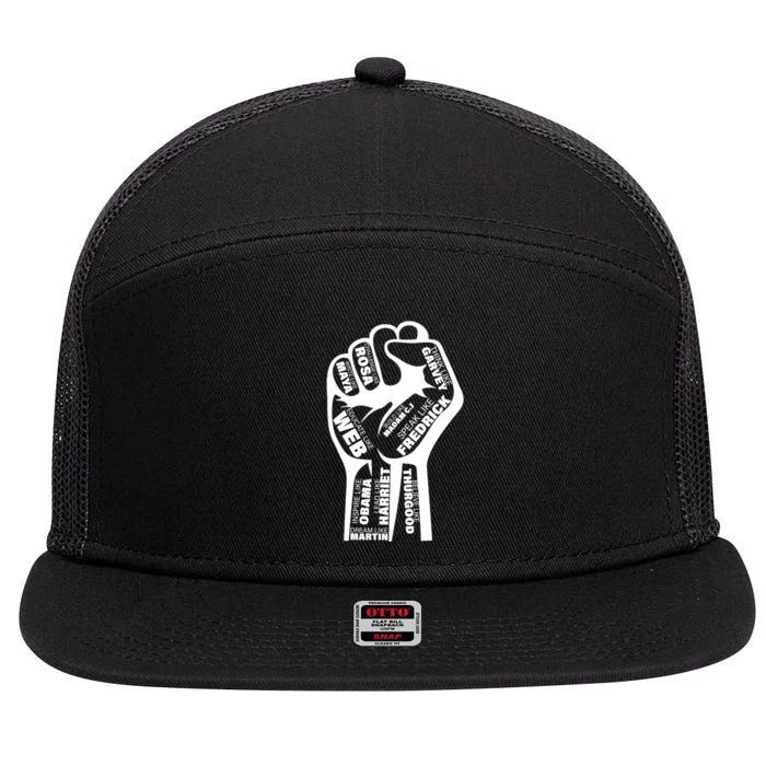 Inspirational Black History Fist 7 Panel Mesh Trucker Snapback Hat