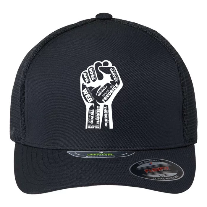 Inspirational Black History Fist Flexfit Unipanel Trucker Cap