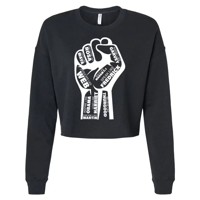 Inspirational Black History Fist Cropped Pullover Crew