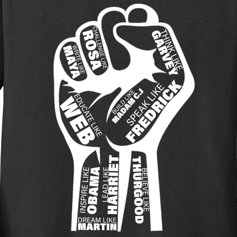 Inspirational Black History Fist Kids Long Sleeve Shirt