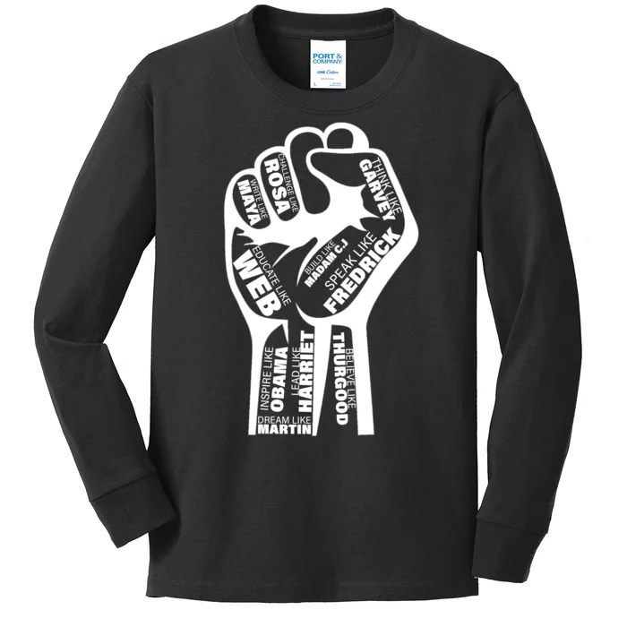 Inspirational Black History Fist Kids Long Sleeve Shirt