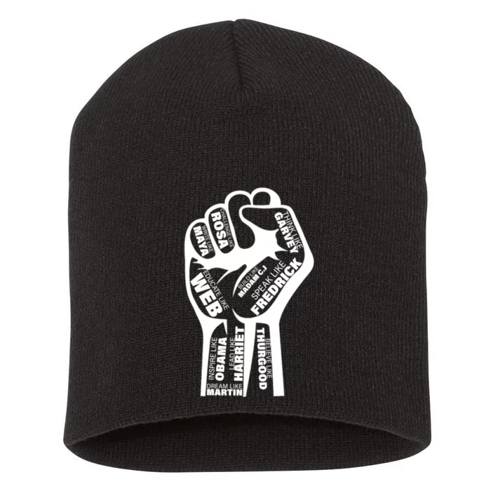 Inspirational Black History Fist Short Acrylic Beanie